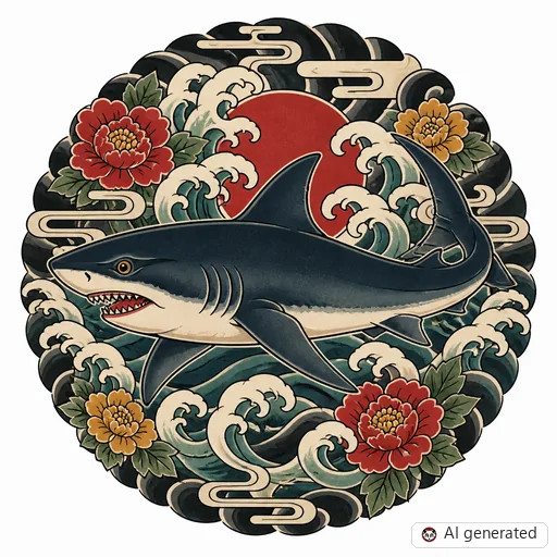 Hai-Tattoo-Entwurf im Stil Japanisch (Irezumi)