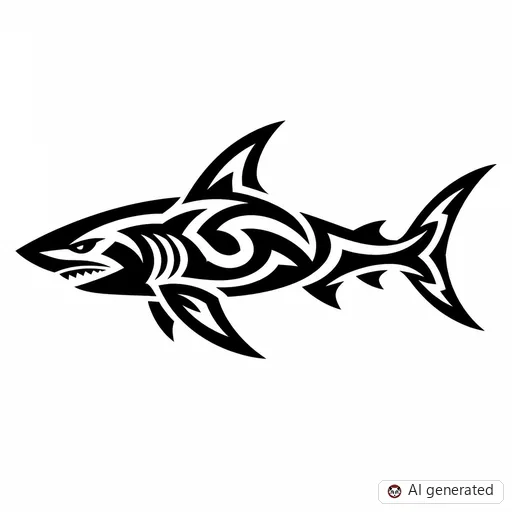 Shark tattoo design in Tribal style
