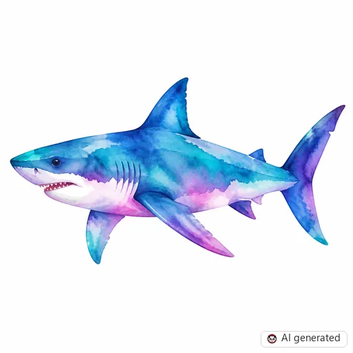 Shark tattoo design in Watercolor style