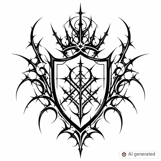 Shield tattoo design in Cybersigilism style