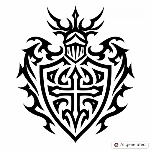 Shield tattoo design in Tribal style