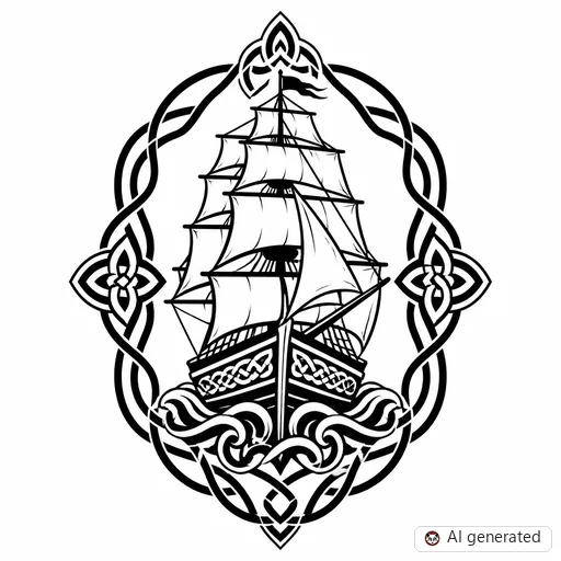 Disegno di tatuaggio Nave in stile Celtico
