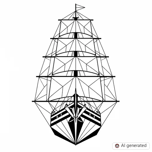Ship tattoo design in Geometric style