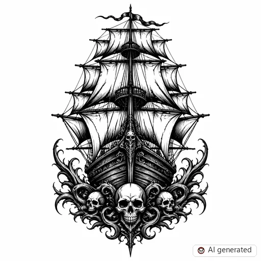 Disegno di tatuaggio Nave in stile Gothic
