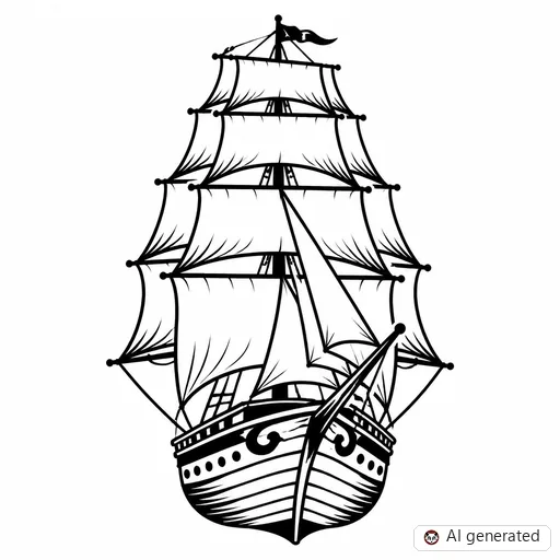 Ship tattoo design in Traditional style