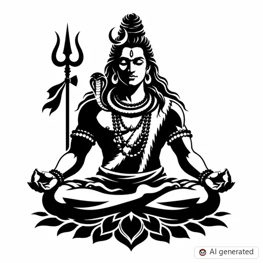 Shiva tattoo design in Blackwork style