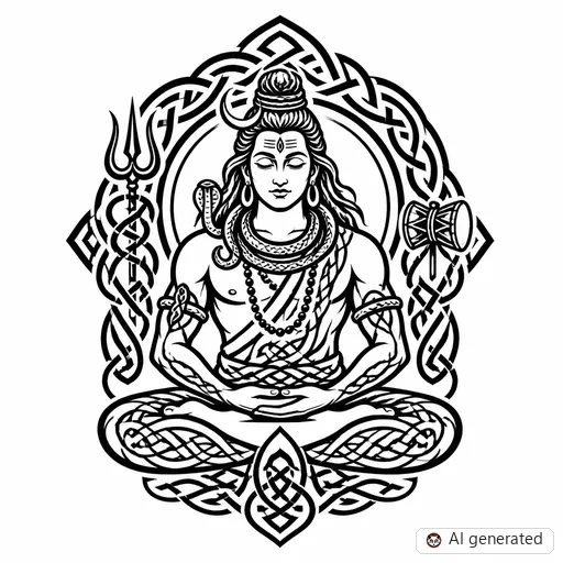 Disegno di tatuaggio Shiva in stile Celtico