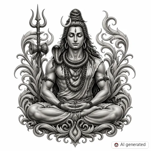 Shiva-Tattoo-Entwurf im Stil Chicano