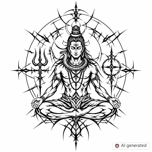 Shiva tattoo design in Cybersigilism style
