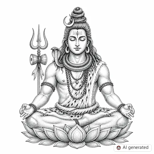 Shiva tattoo design in Dotwork style