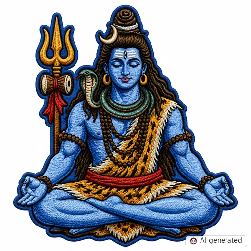 Diseño de tatuaje de Shiva en estilo Bordado