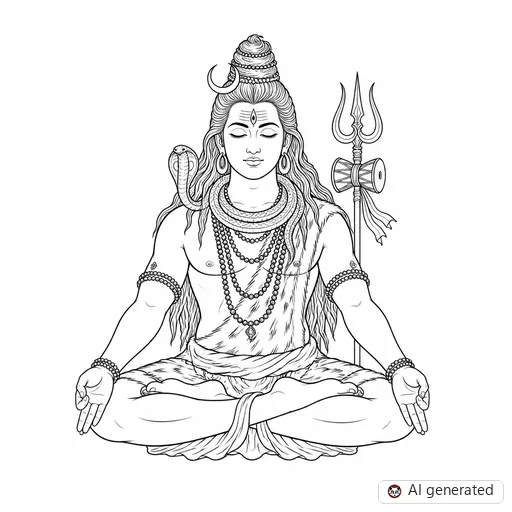 Shiva tattoo design in Fine-Line style