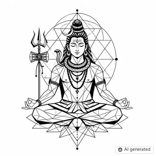 Shiva tattoo design in Geometric style