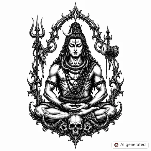 Disegno di tatuaggio Shiva in stile Gothic
