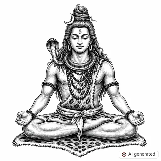 Shiva tattoo design in Illustrative style
