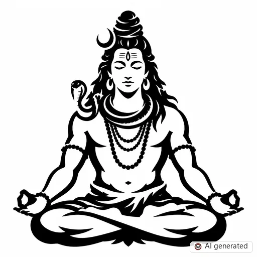 Shiva-Tattoo-Entwurf im Stil Negative Space