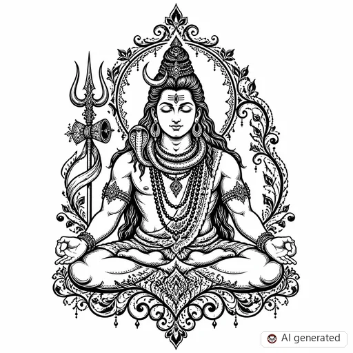 Shiva tattoo design in Ornamental style