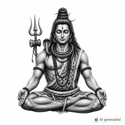 Shiva tattoo design in Realism style