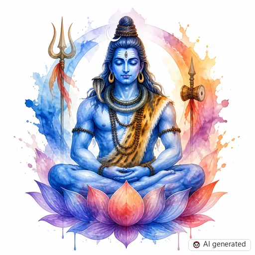 Shiva tattoo design in Watercolor style