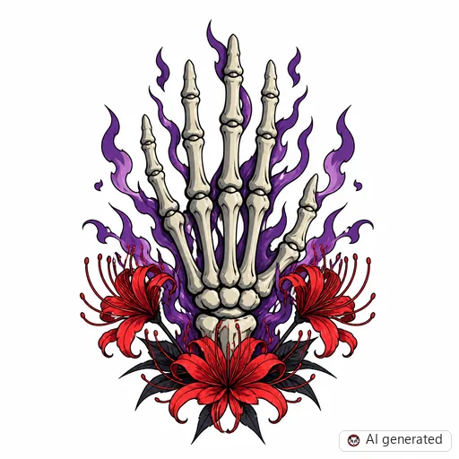 Skeletthand-Tattoo-Entwurf im Stil Anime