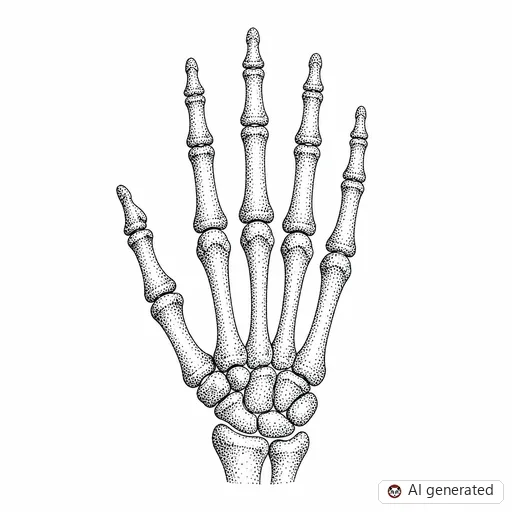Skeleton hand tattoo design in Dotwork style