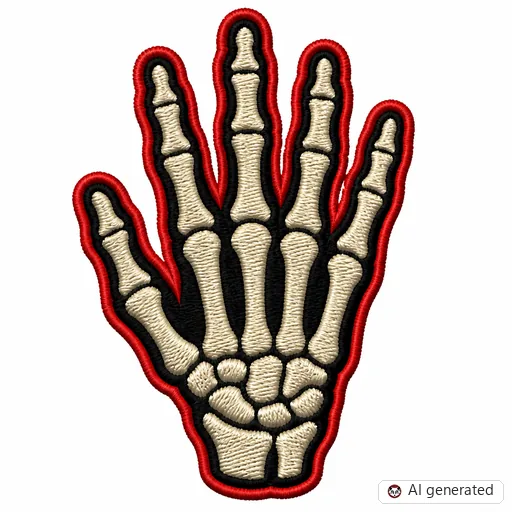 Diseño de tatuaje de Mano esquelética en estilo Bordado