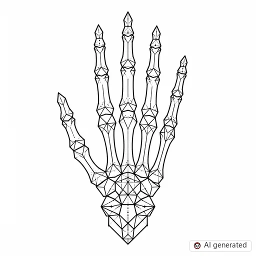Skeleton hand tattoo design in Geometric style