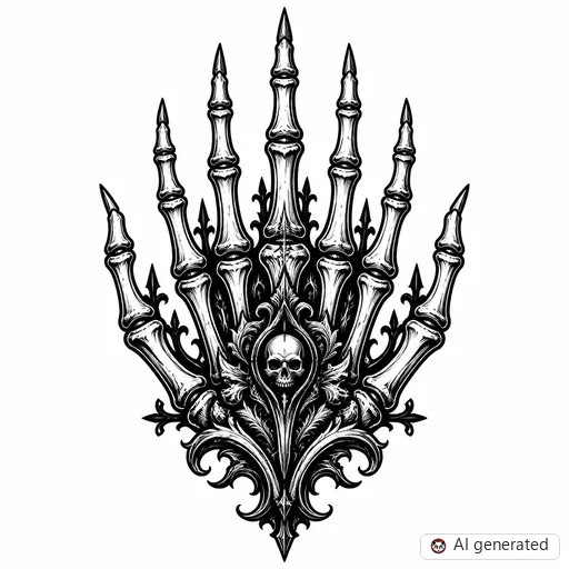 Disegno di tatuaggio Mano scheletrica in stile Gothic