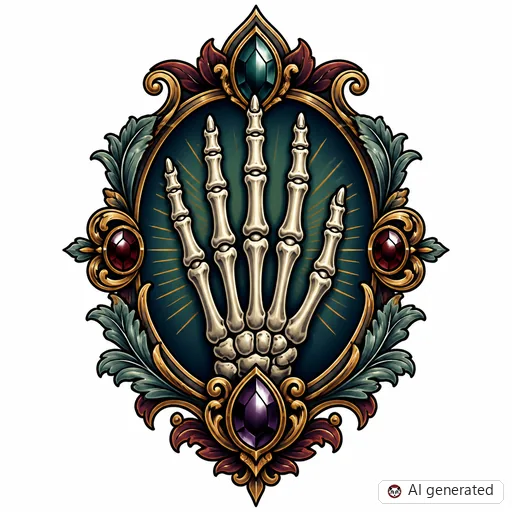 Skeletthand-Tattoo-Entwurf im Stil Neo-Traditional