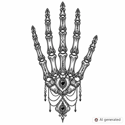 Skeleton hand tattoo design in Ornamental style