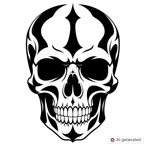 Skull tattoo design in Blackwork style