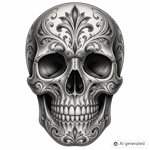 Totenkopf-Tattoo-Entwurf im Stil Chicano