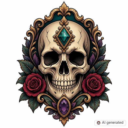 Totenkopf-Tattoo-Entwurf im Stil Neo-Traditional
