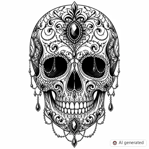 Skull tattoo design in Ornamental style