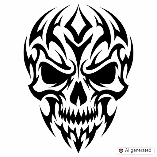 Skull tattoo design in Tribal style