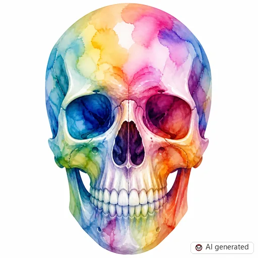 Skull tattoo design in Watercolor style