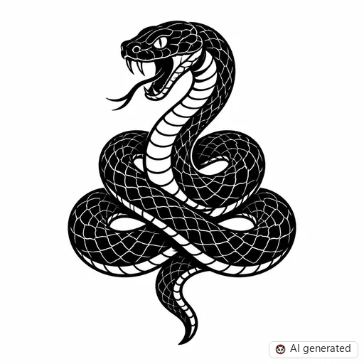 Snake tattoo design in Blackwork style