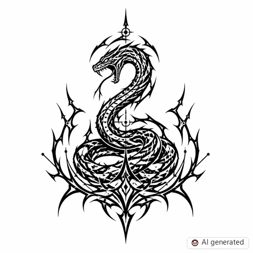Snake tattoo design in Cybersigilism style
