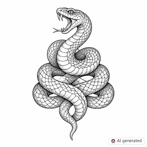 Snake tattoo design in Dotwork style