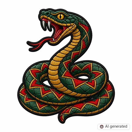 Diseño de tatuaje de Serpiente en estilo Bordado