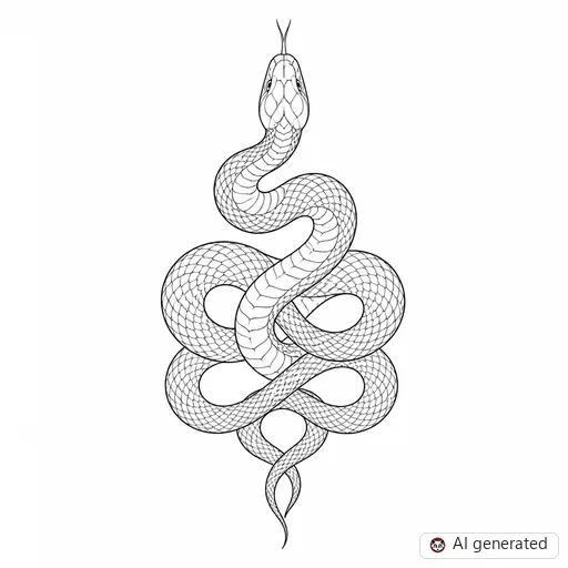 Snake tattoo design in Fine-Line style