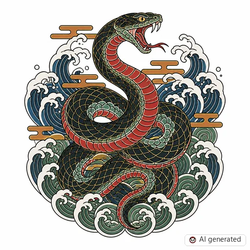Schlange-Tattoo-Entwurf im Stil Japanisch (Irezumi)