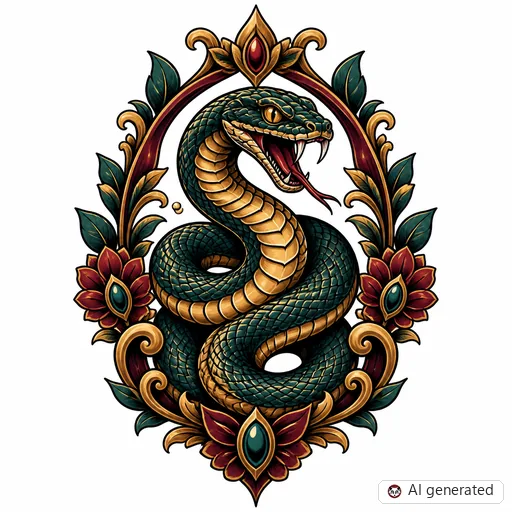 Schlange-Tattoo-Entwurf im Stil Neo-Traditional