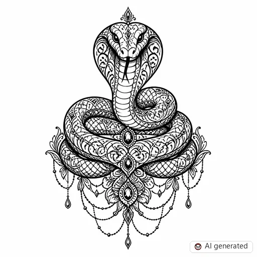 Snake tattoo design in Ornamental style