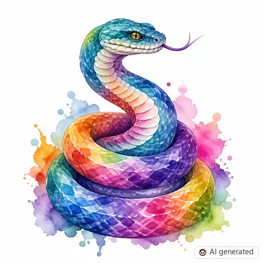 Snake tattoo design in Watercolor style
