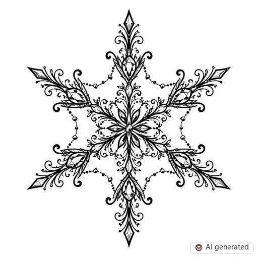 Snowflake tattoo design in Ornamental style