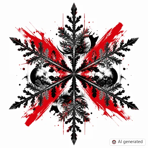 Snowflake tattoo design in Trash Polka style