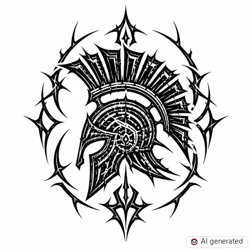 Spartan tattoo design in Cybersigilism style