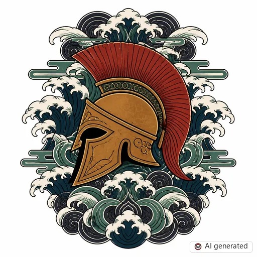 Spartaner-Tattoo-Entwurf im Stil Japanisch (Irezumi)
