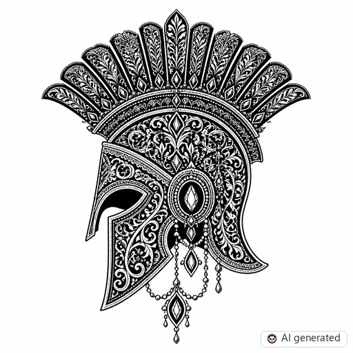 Spartan tattoo design in Ornamental style